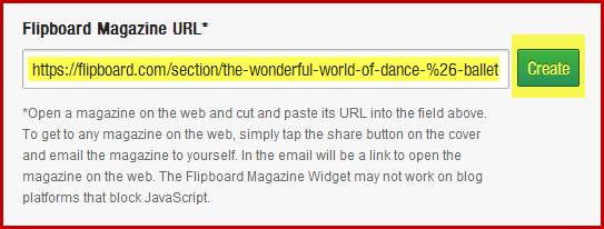 Paste in the Magazine URL and then click create